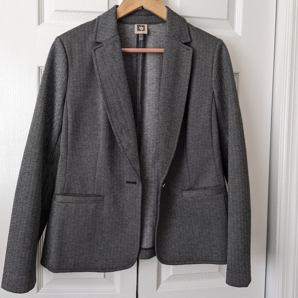 Anne Klein Gray Herringbone Blazer